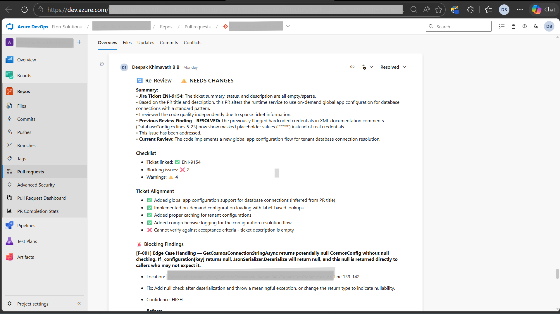 PR Review Agent review output